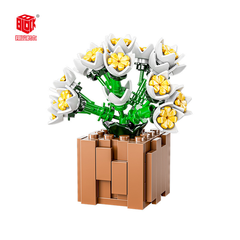 JAKI Jiaqi bloques de construcción suculenta olla montaje decoración interior simulación flor planta juguete lindo regalo la muchacha