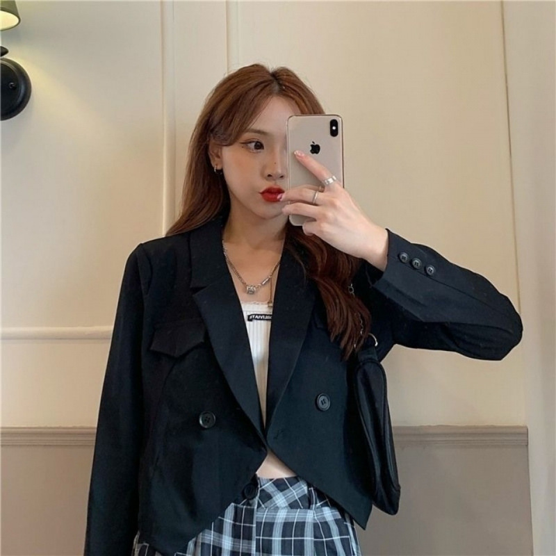 Suit Jacket Women's 2025 New Korean Style Fashion All-match Short Short Top Instagram Jacket Women's Trendy 44