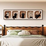 猫咪中古风2025新款卧室床头装饰画卡通复古儿童房间挂画主卧壁画