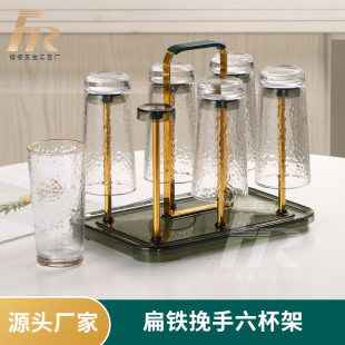 Golden high quality drying rack for home use with glass, glass holder, glass tea cup, storage system