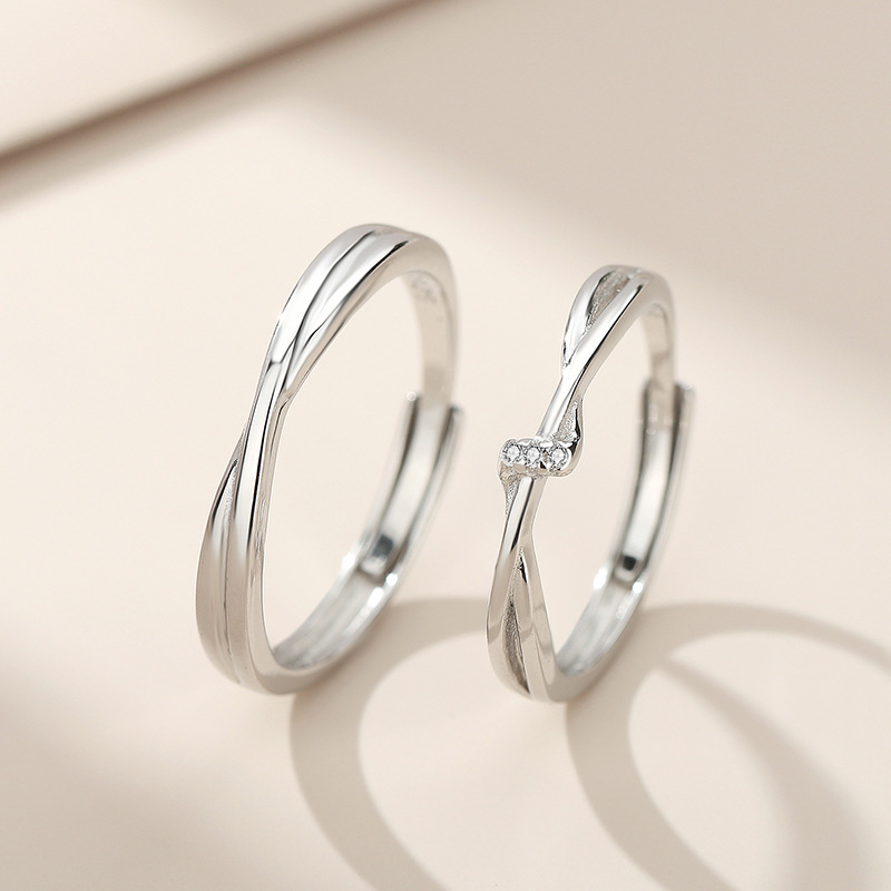 New S925 Mobius Ring Sterling Silver Couple Ring Niche Design Wedding Ring Pair Birthday Gift