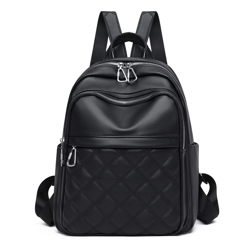 Bolsos para mujer 2024 nueva moda para mujer mochila de cuero suave simple color sólido mochila de viaje de gran capacidad al por mayor