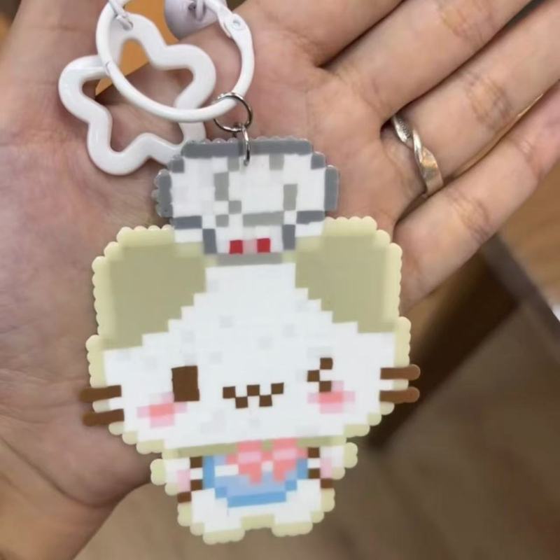 小猫像素风钥匙扣萌物精致可爱亚克力宝宝挂件挂件配饰送朋友礼物|undefined