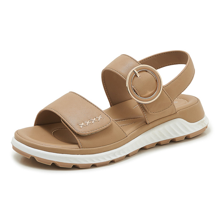 Sandal nữ đế dày khóa kim loại mềm chống trượt — màu đen, màu nâu nhạt, màu mơ chi tiết 21