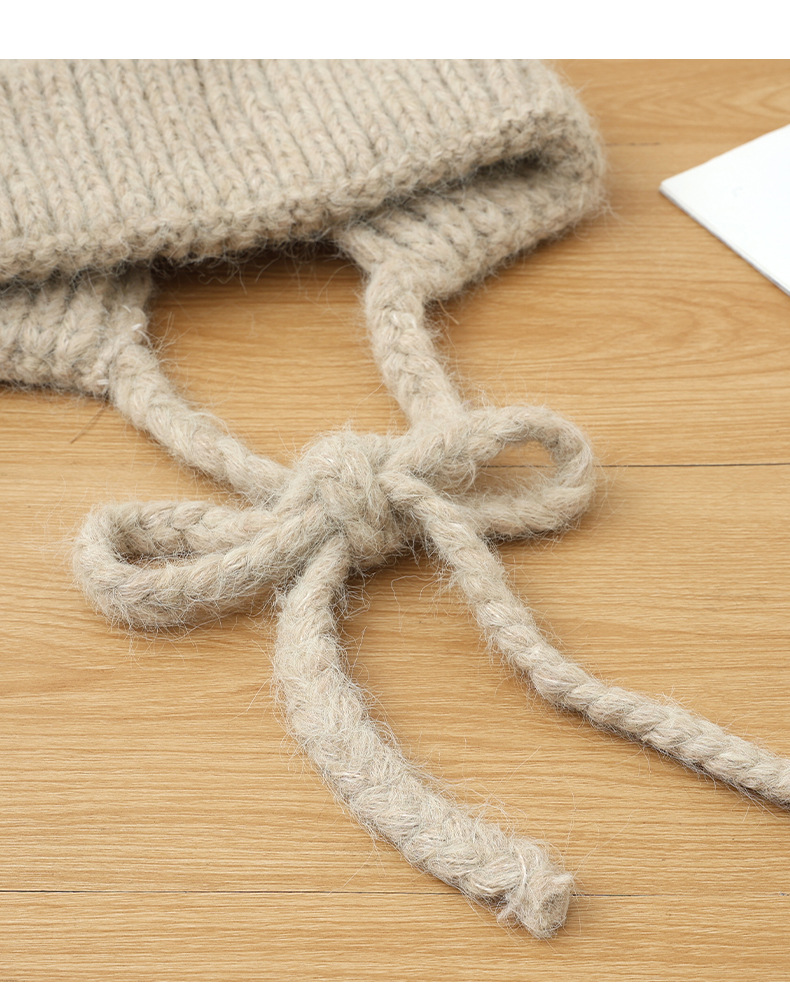 Korean Version Versatile Bear Patch Strap Knitted Autumn Winter Fashion Retro Pullover Outdoor Casual Warm Hat New_voghion.com