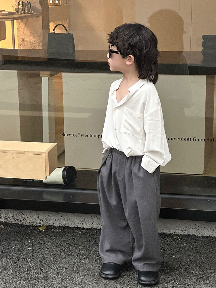 Детская осенняя однотонная рубашка, детская одежда, в корейском стиле