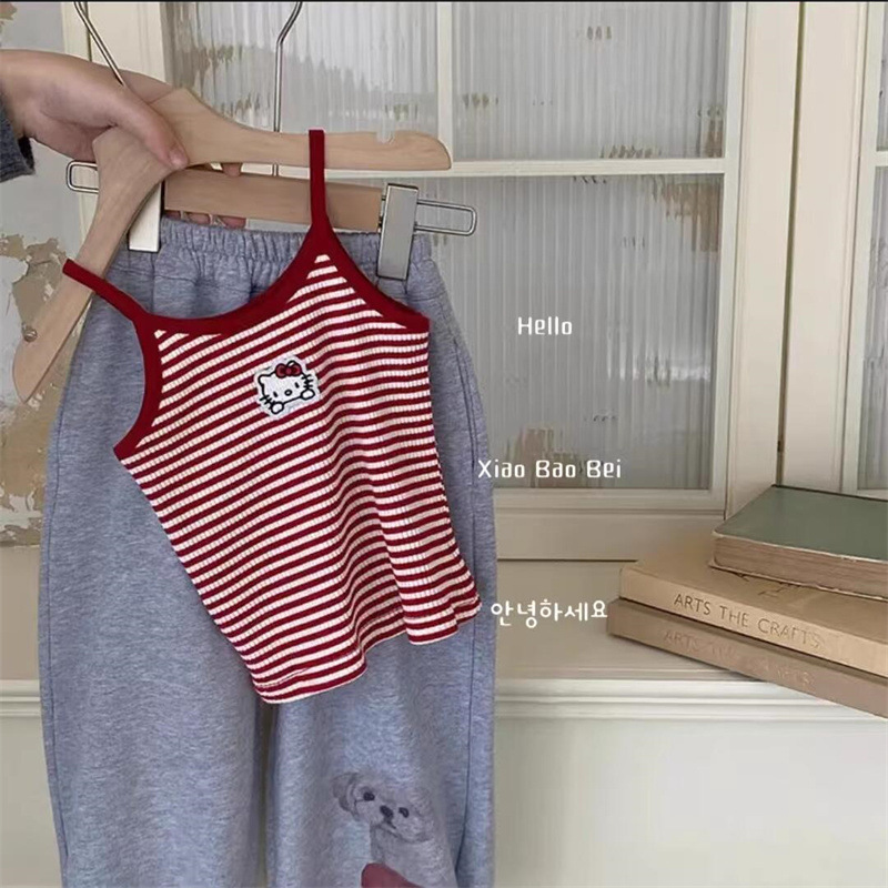 Ropa de verano de niñas lindas caricaturas de dibujos animados para niños chaleco elástico de verano para bebés extranjeros camisa sin mangas