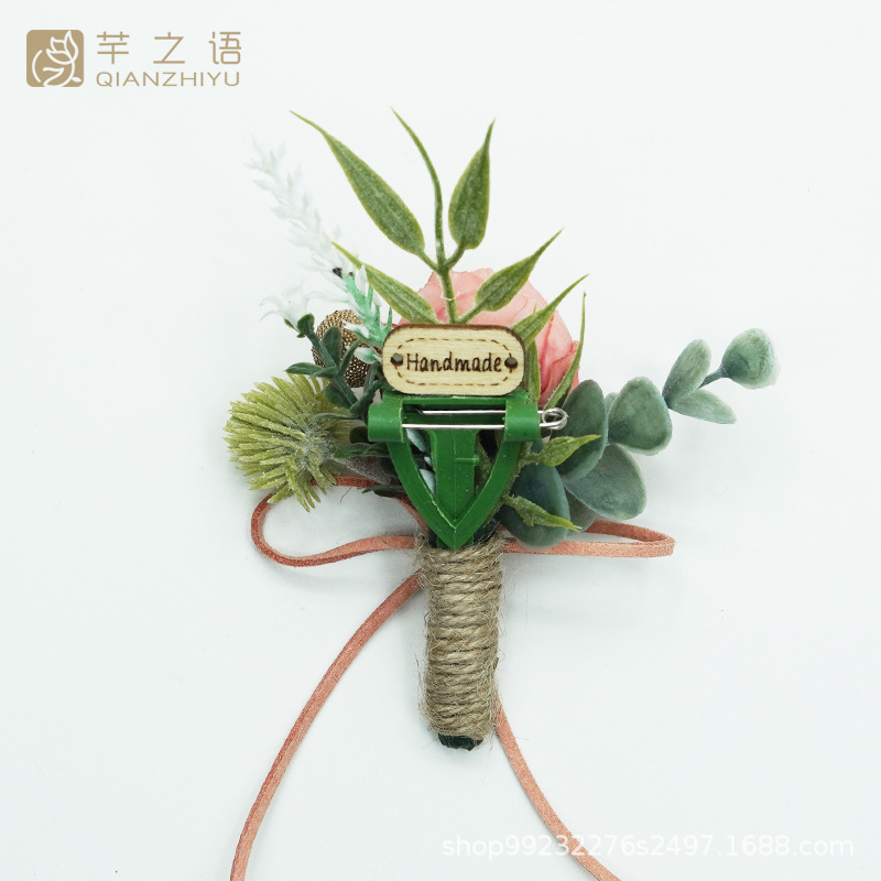 亞馬遜手工仿真結(jié)婚小牡丹胸花歐式伴娘婚禮伴郎迎賓嘉賓森系襟花