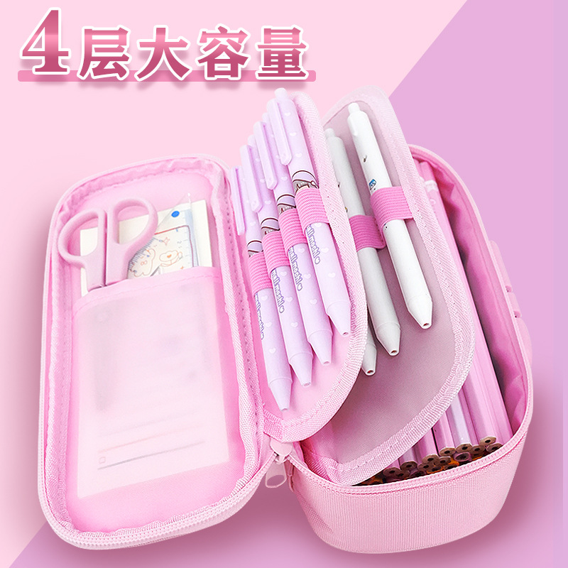 Estuche para lápices de gran capacidad, caja de papelería con bloqueo de contraseña especial transfronteriza, caja de lápices portátiles con logotipo, bolsa de papelería para niñas