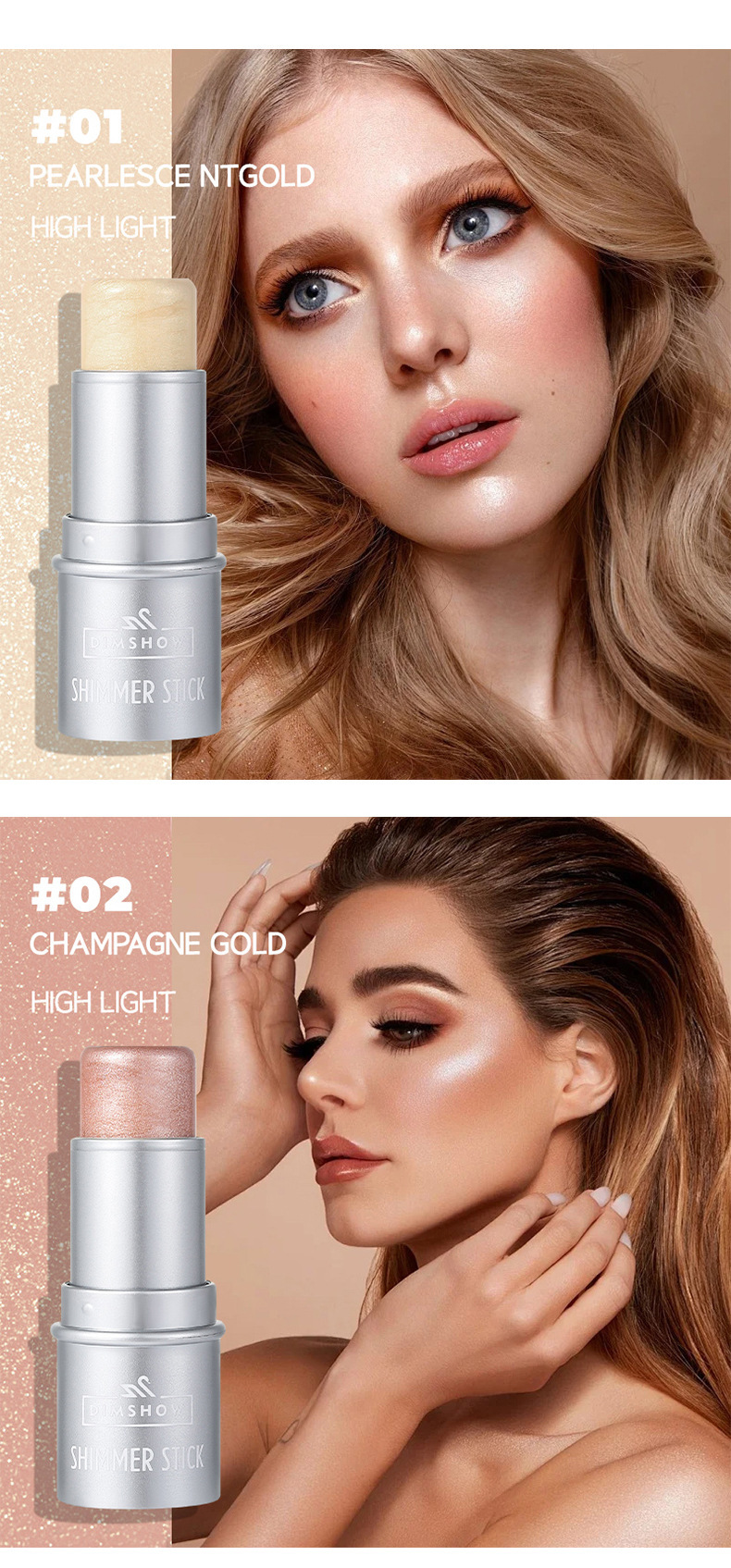 DIMSHOW 6-color High-gloss contouring Stick for brightening and contour modification, Shadow stick for under-eye Three-dimensional Blush and Rouge Stick undefined