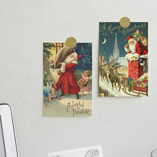 40 Christmas gift cards Santa's reindeer vintage postcard message card greeting card wall decoration material