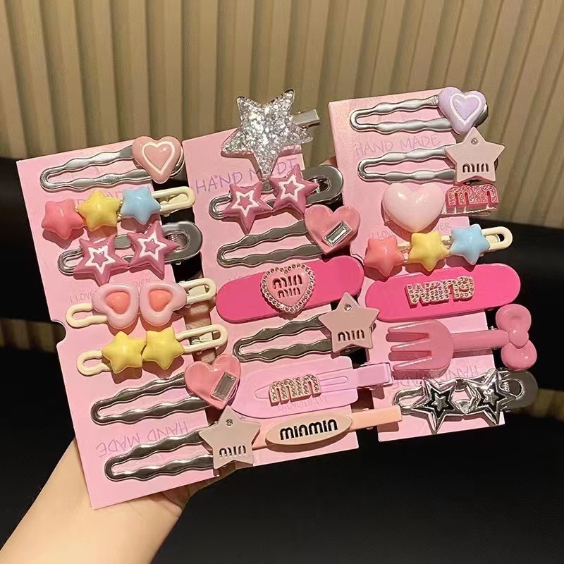 Insドーパミン女の子髪饰り〜ヘアクリップセット7点セット甘くてクールなギャルのヘアクリップ冷たい风カモ口クリップ|undefined