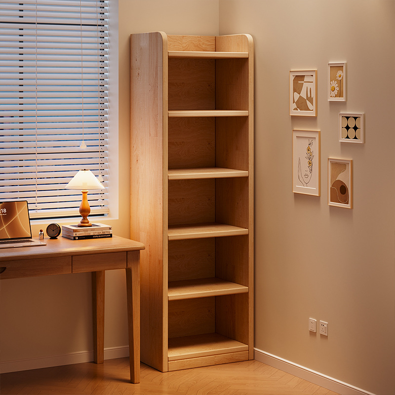 Estantería de esquina de madera maciza Estante de piso Gabinete de pino de ranura estrecha Gabinete de almacenamiento doméstico para niños Sala de estar Librería simple