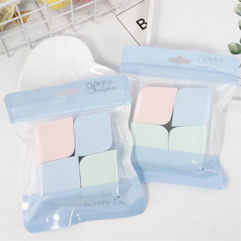 4 square puff wet and dry makeup sponge beginner beauty makeup egg super soft do not eat powder foundation liquid puff