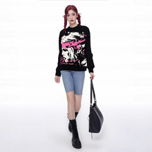 秋冬外贸宽松舒适百搭长袖加绒针织男女毛衣卫衣女中长款休闲百搭