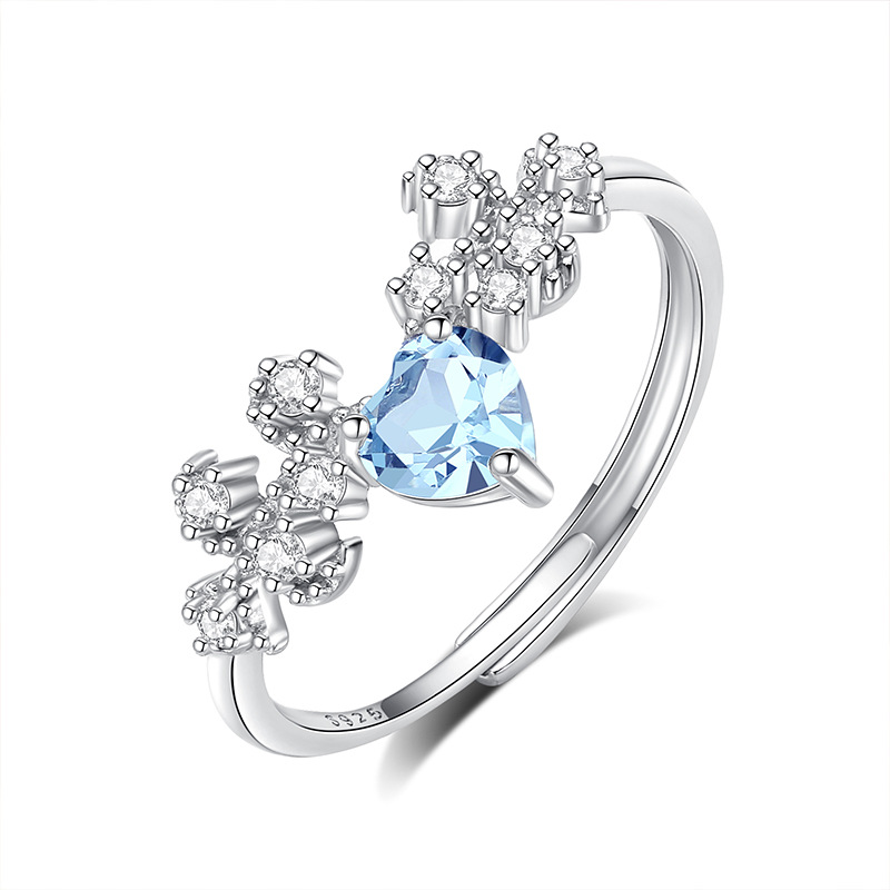 Douyin Internet Red con el mismo diseño de nicho anillo de piedra natural Gypsophila femenina anillo de plata de ley s925 joyería de alta calidad