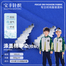 涤盖棉单染健康布 300g撞白校标抗起球面料 校服运动套装布料