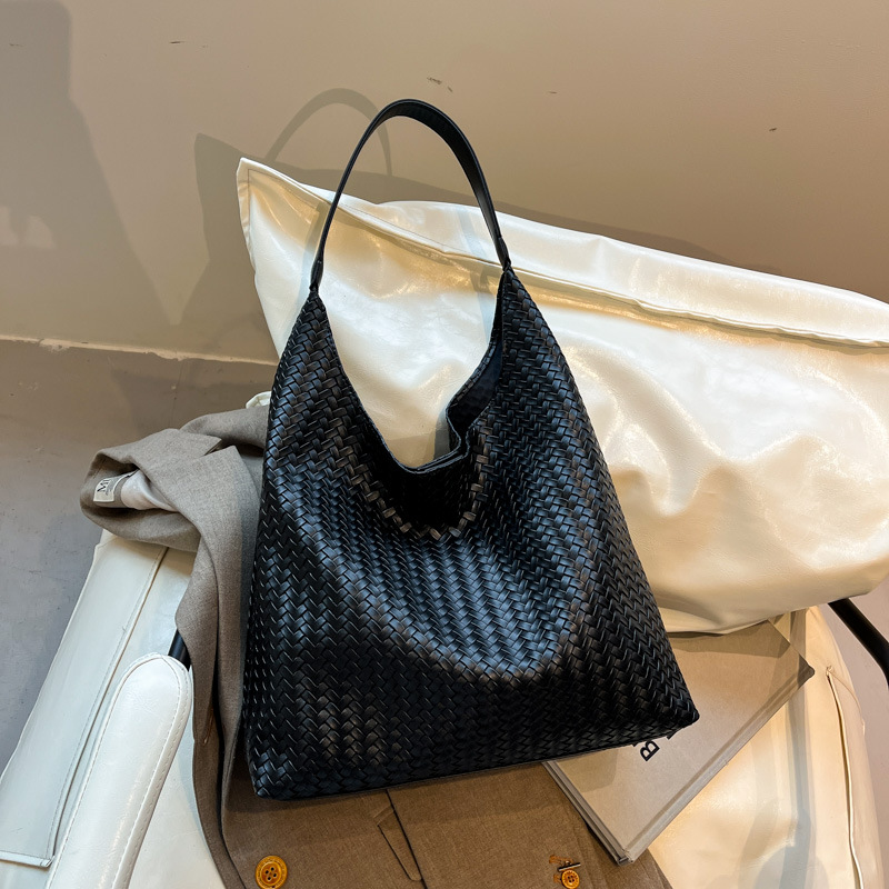 Bolso Tote Tejido Retro de PU de Gran Capacidad para Uso Diario