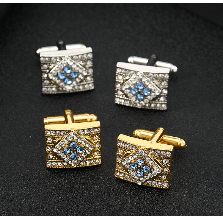 New Fashion Diamond-studded Metal Cuff Nails Round Men's Shirt Buttons display picture 3