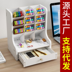 桌面DIY筆筒收納盒多功能辦公用品文具盒大容量學生木質收納筆架