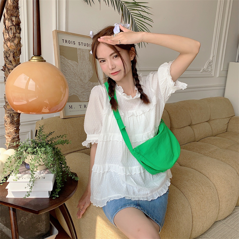 34194 ins Summer crossbody canvas bag for girls, nylon casual lightweight crossbody bag for students, single-shoulder dumpling bag undefined
