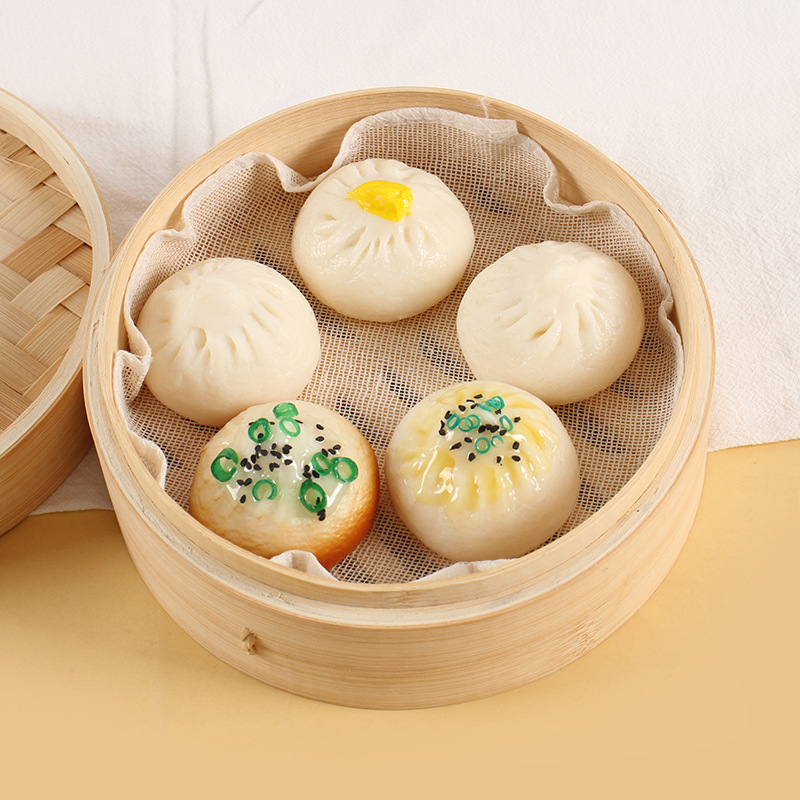 PVC仿真食玩油煎包微缩食玩DIY手作锅贴包模型过家家玩具拍摄道具