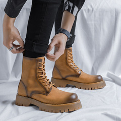 Martin Boots Autumn British Style High-Top Genuine Leather Trendy Shoes Casual Work Boots Thick Sole Men's 93502-R