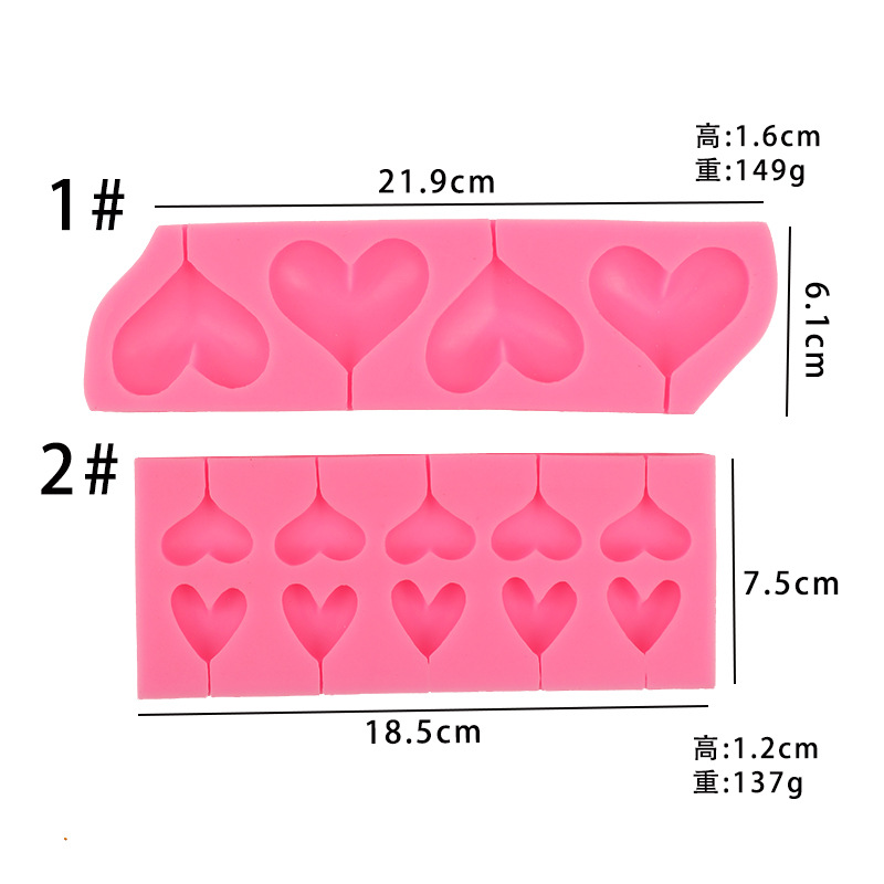 En forma de corazón Lollipop chocolate molde de silicona herramienta creativa para hornear fondant pastel de chocolate accesorios de decoración