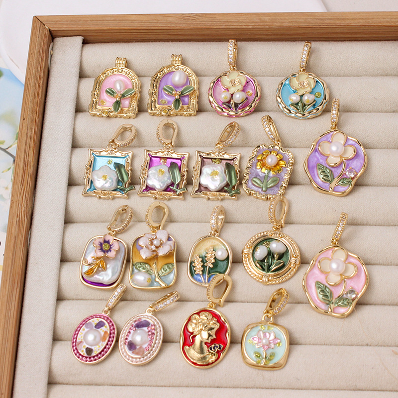6g Weight Pendant Jewelry Making Type DIY Ornament Accessories Classification 1 Piece Quantity Freshwater Pearl, Copper Material Flower Pattern All Seasons Season Plating Design Chinoiserie, Classical Style 1 Piece Freshwater Pearl Copper Flower Pendant 9