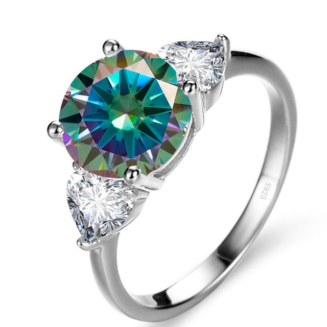 Anillo de plata esterlina 925 mujer 3 quilates de lujo anillo de piedra de moissanita chapado pt950 oro meson fábrica al por mayor en stock