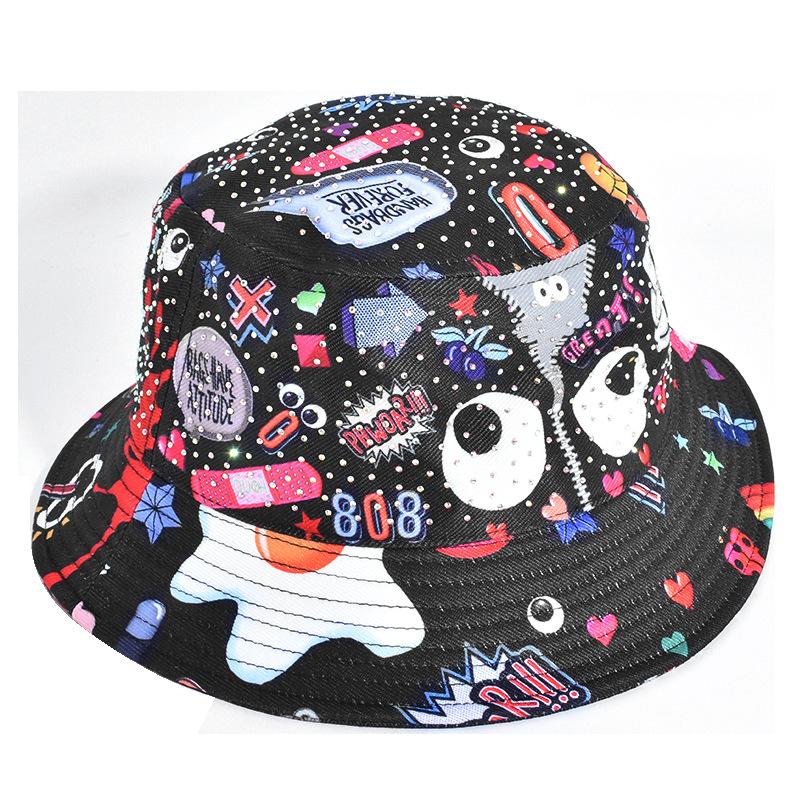 Impreso graffiti sombrero femenino verano protección solar UV pescador sombrero cara cubierta sol sombrero grande