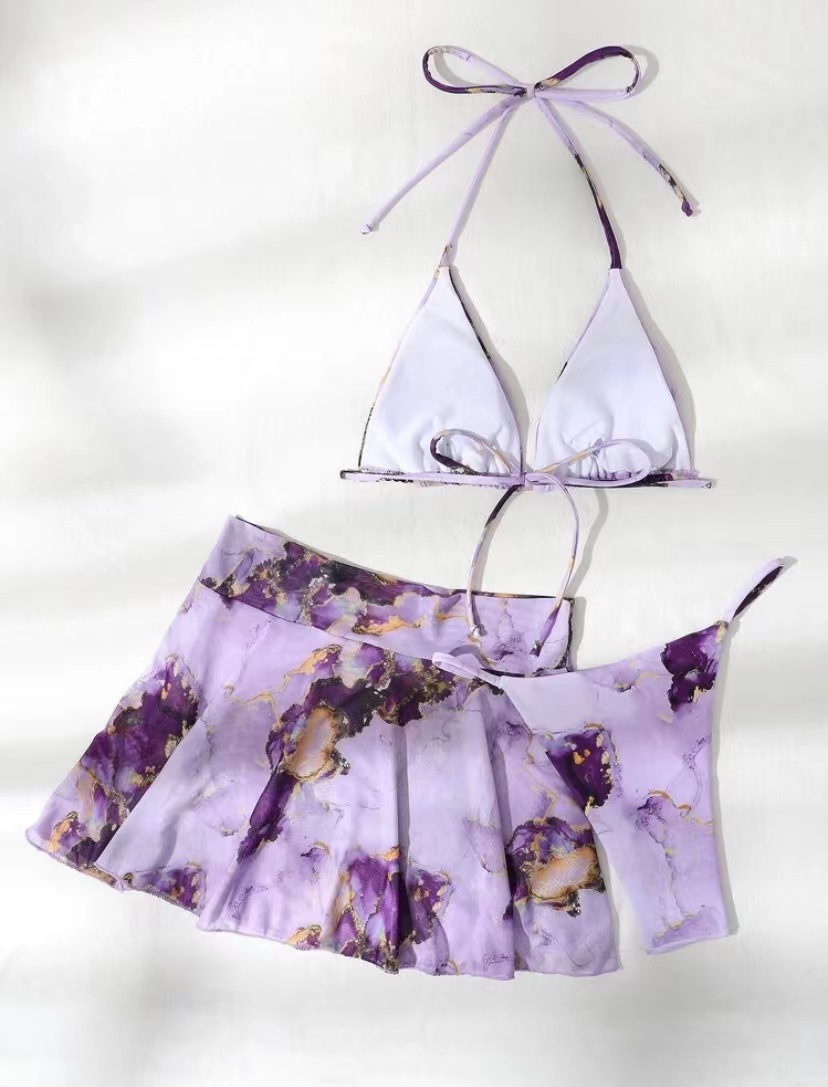 Floral Pattern Women's Floral 3 Pieces Set Bikinis Swimwear