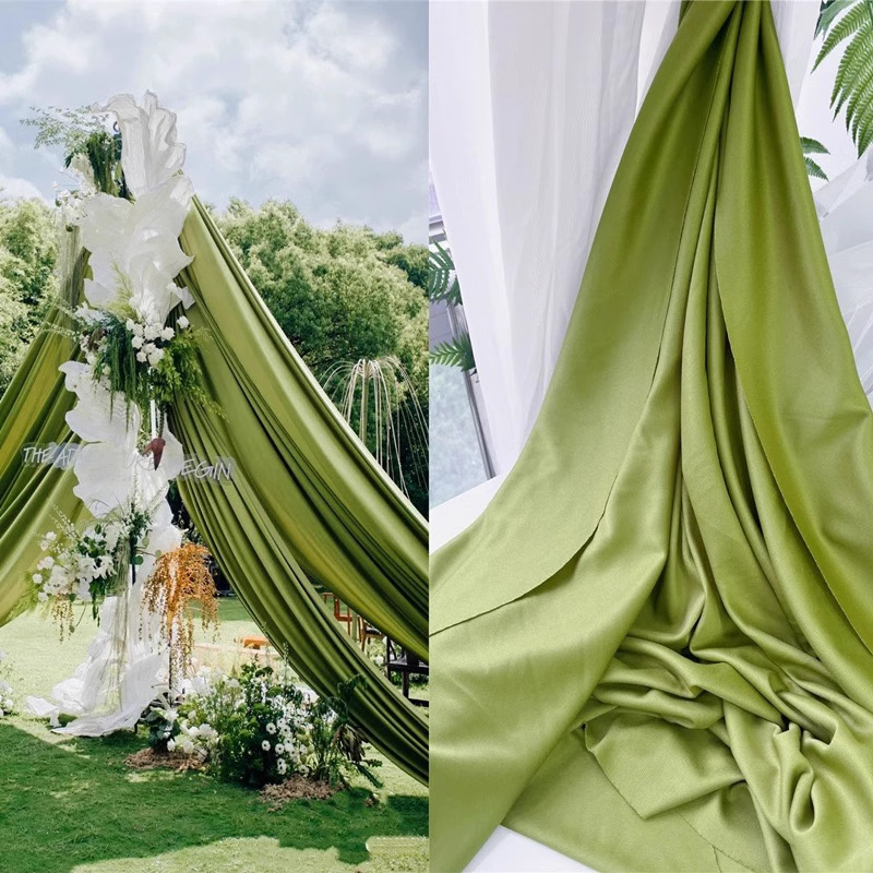 Green stretch cloth gauze curtain cloth ceiling wedding fabric dessert table kindergarten Huanchuang avocado green cloth