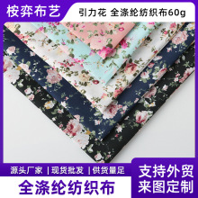 新款供应引力花涤纶布料 PVC面料仿棉布全涤印花面料箱包布批发