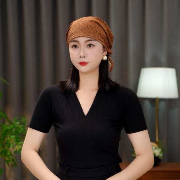冬季保暖简约休闲薄款繁花洋气飘带帽子女百搭碎花帽遮白发丝巾帽|undefined
