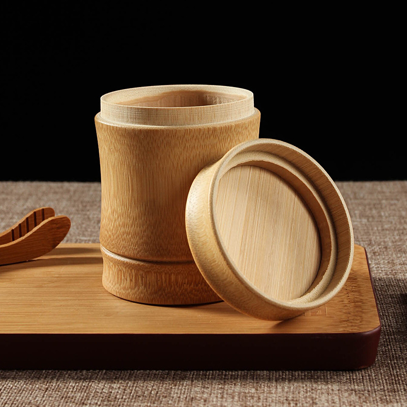 Tea Can Home Large Size Airtight Storage Can Bamboo Tube Can Bamboo Made Small Size Tea Packaging Box