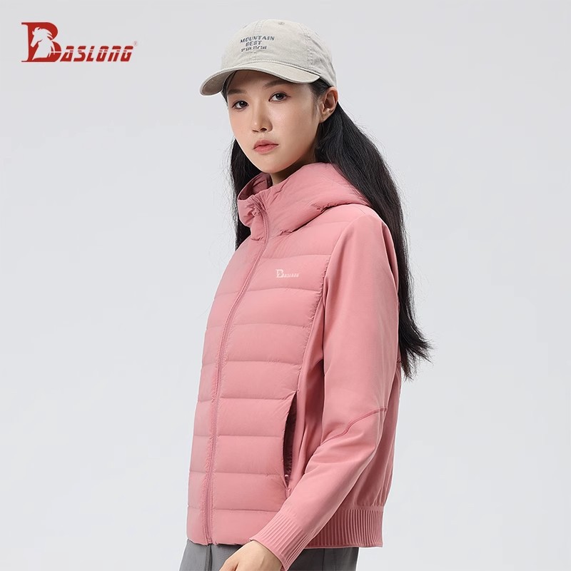 骑士服冬季保暖羽绒服新款拉链羽绒外套女士户外八尺龙防风外套
