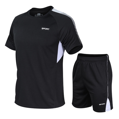 Men's Plus Size Quick-Drying Breathable Running Suit Loose Casual Fitness Short-Sleeve New Casual