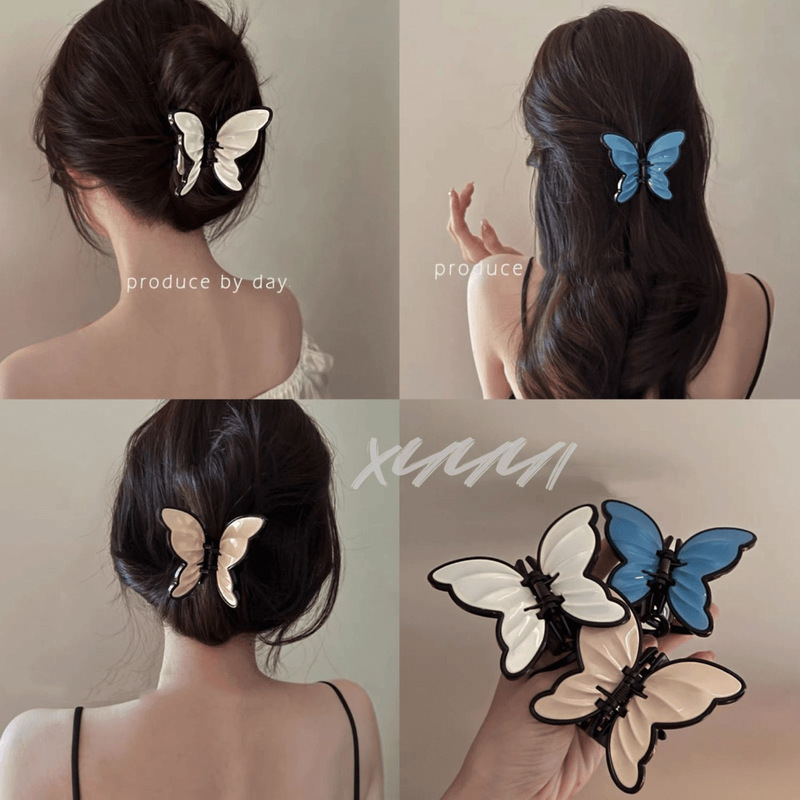 Super Fairy Retro French Acrylic Butterfly Clip Sweet High-Level Niche Design Elegant Shark Clip Top Clip