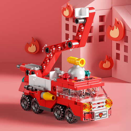 6 in 1 Bag Fire Truck Police Car Rescue Compatible Lego Toy Building Blocks for Children Boys Wholesale Assembly Puzzle
