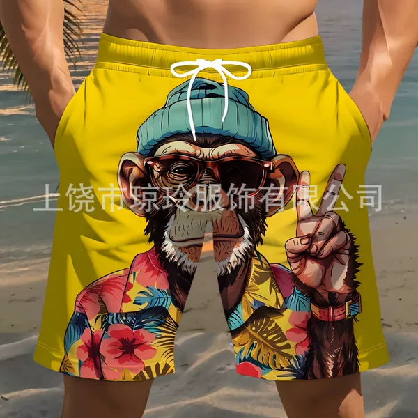 Cross-Border Short-Sleeve Printed American-Style Trendy Floral Men's Shorts Summer Loose Straight Casual Beach Shorts