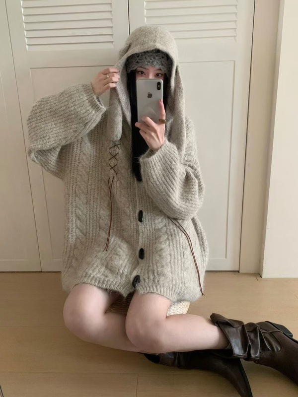宽松大码针织开衫女装秋冬新款慵懒风柔软舒适今年流行的显瘦外套|undefined