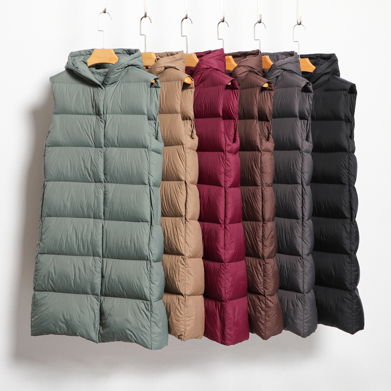 Down Vest Women's extended thickened hooded vest outer vest bread coat fashionable Korean style coat