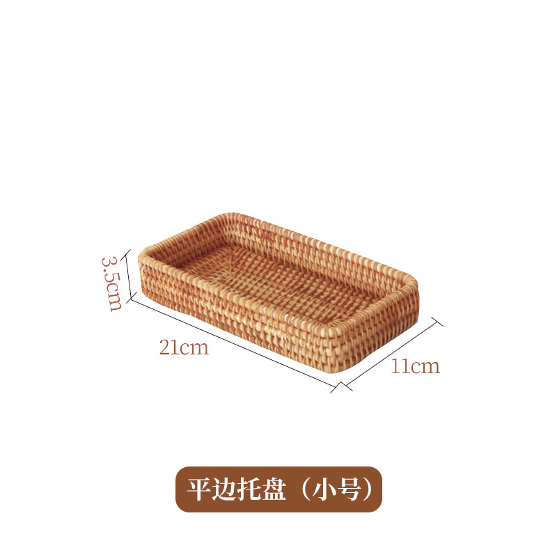 Bandeja casera de ratán, mesa de comedor, taza de té, taza de agua, bandeja de té de almacenamiento, sala de estar grande, bandeja de pastelería rectangular, plato de frutas para bocadillos