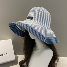 大檐遮阳帽女夏季遮脸防紫外线沙滩太阳帽可折叠薄款防晒渔夫帽子