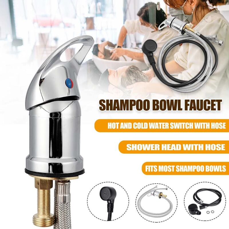 Hair salon shampoo basin sink hot and cold faucet handle shower nozzle hose faucet replacement kit