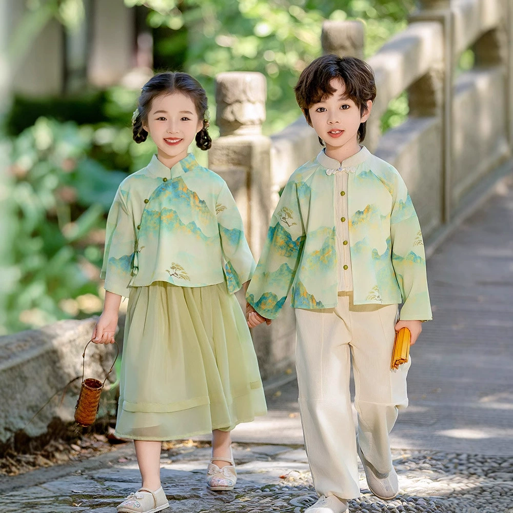 Новый китайский костюм с длинными рукавами