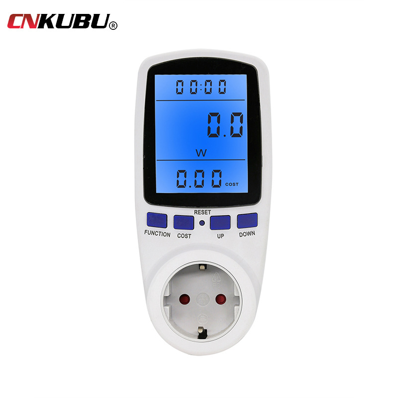 德式背光大屏幕功率计欧规电表插座计费插座电力智能检测仪计费器