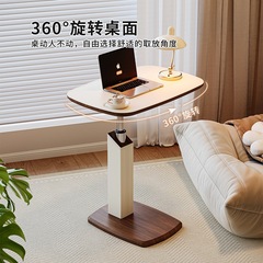 马鞍皮升降边几家用床边桌中古风客厅茶几小桌子可移动床头电脑桌