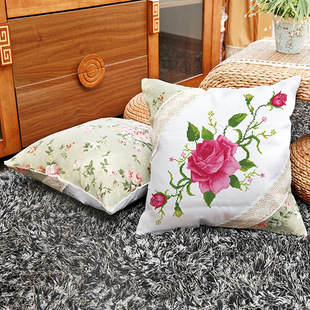 Embroidery diy material bag handmade cross stitch couple pillow wedding cartoon car pillow cushion cover rose love